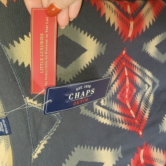 Chaps Denim Vivid Southwestern Long Sleeve Thermal Pullover Sz. XL Top - Picture 5 of 9